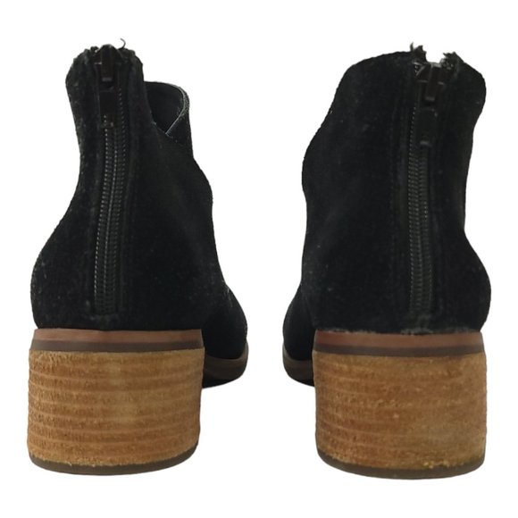 Korks Distressed Suede Leather 10 Ankle Boot Back Zip Low Heel Shoe Black Q48909 - Picture 5 of 12